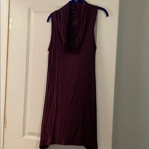Stretchy cowl neck maroon/plum sleeveless dress
